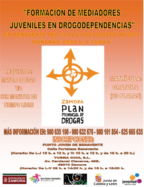 Curso De Formacion De Mediadores Juveniles En Drogodependencias En Benavente Del 21 Al 24 De Agosto